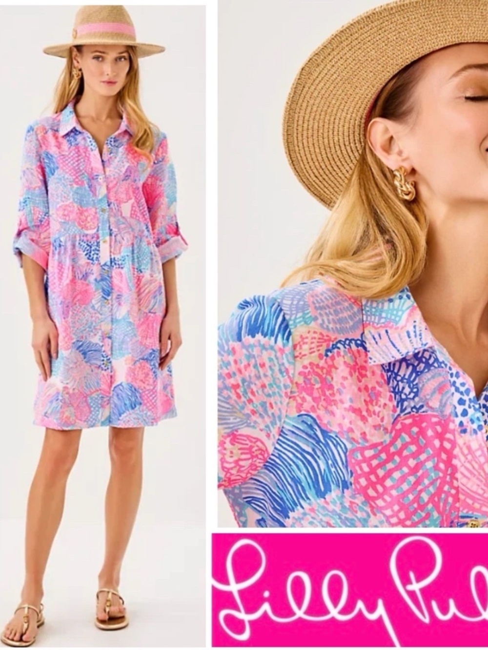 Lilly Pulitzer Shaela Dress in Foam of the Seas Size L